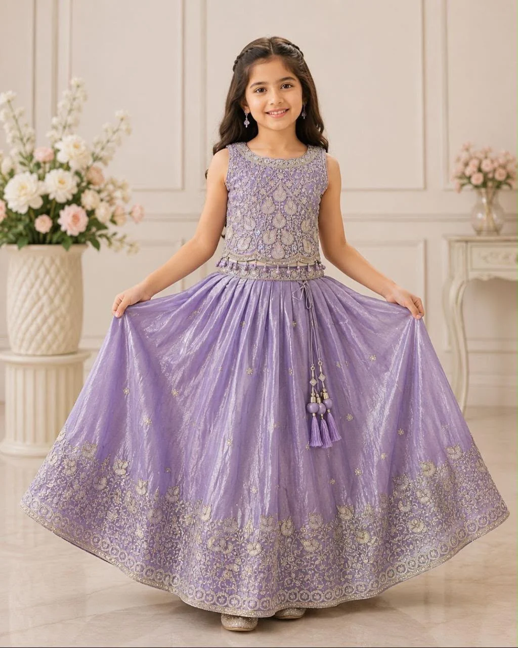 Lavender and silver kids’ gown