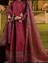 Maroon Raw Silk Suit — view 1