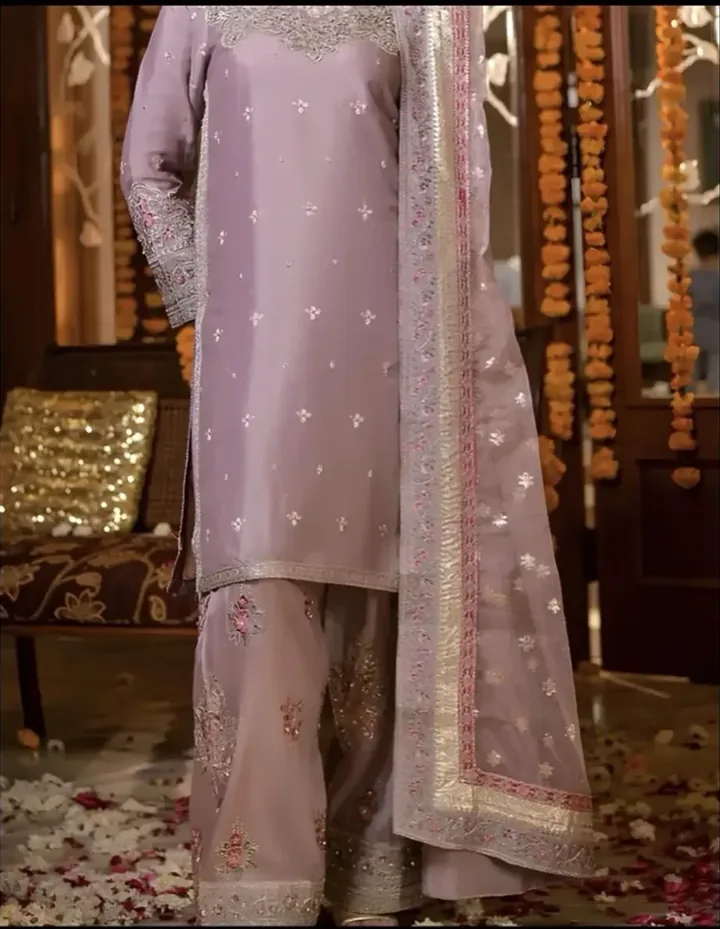 Mauve Embroidered Farshi Set