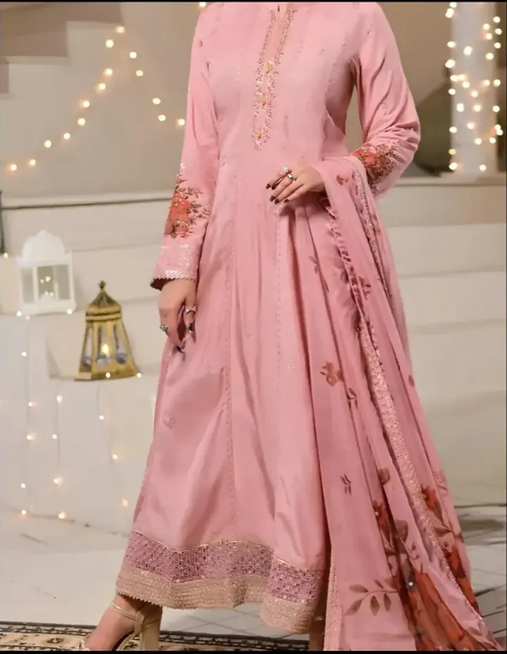 Tea Pink Embroidered Frock