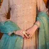 Cream & Aqua Floral Frock — view 2