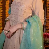 Cream & Aqua Floral Frock — view 4