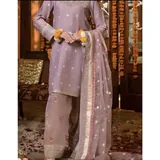 Mauve Embroidered Farshi Set — view 2